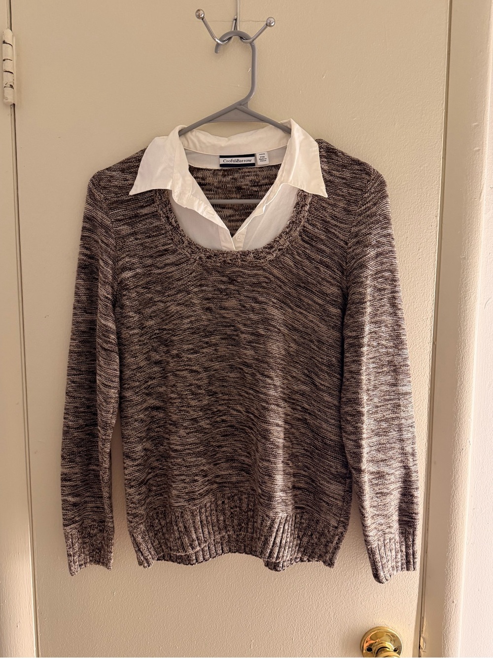 croft & barrow Marled Gray Crewneck Women's Sweater